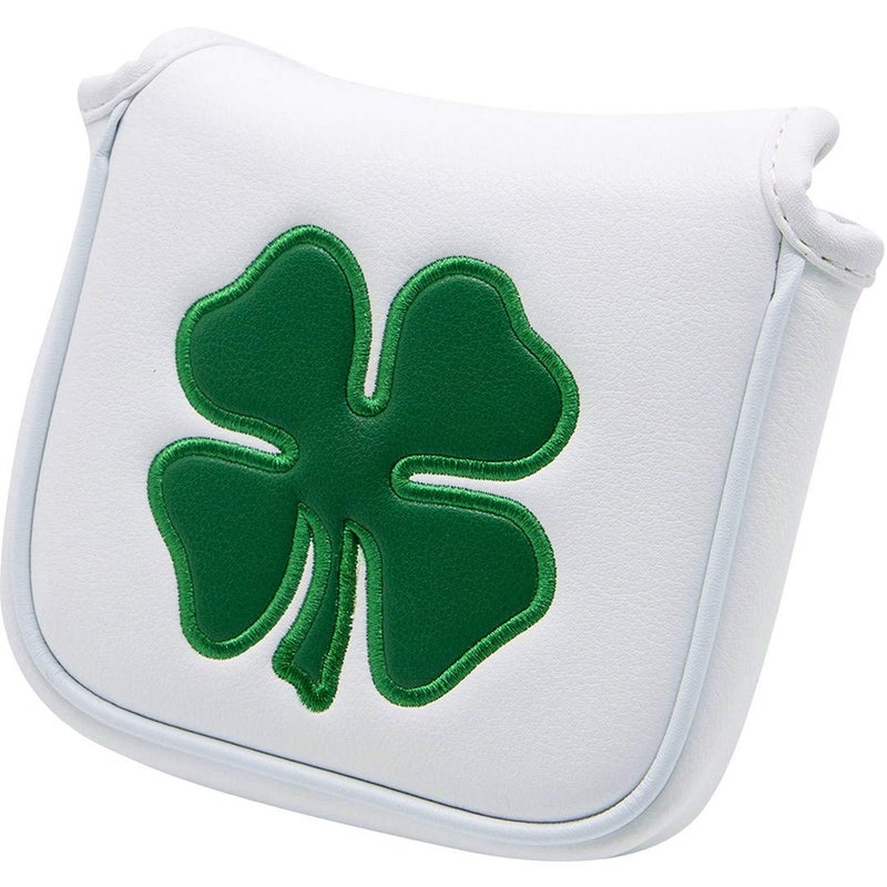 barudan golf Lucky Shamrock Heel Shaft Mallet Cover Square Mallet Putter Cover Headcover Magnetic for Scotty Cameron 6M DB Taylormade Spider S Ping White Pu Leather Made for Golfer Men - Image 1